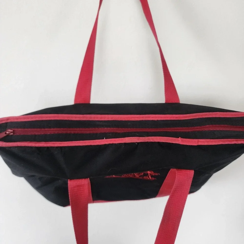 Trader Joes LG Reusable Insulated Collapsible Cooler Bag Red Black w/palm tree